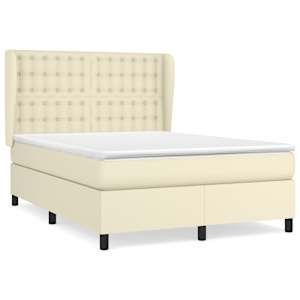 Box spring postel s matrací krémová 140x190 cm umělá kůže - obrázek 2