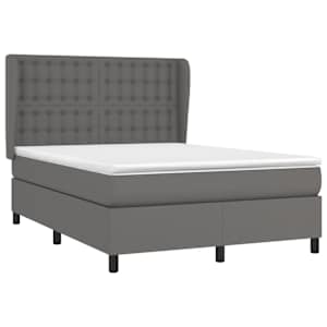 Box spring postel s matrací šedá 140 x 190 cm umělá kůže - obrázek 3