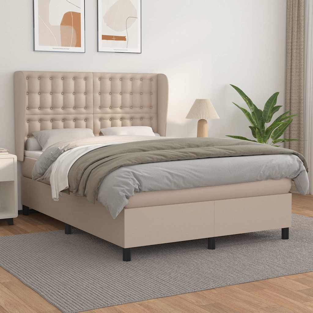 Kontinentalseng Kunstlæder Farvet Cappuccino - knapper / 140 x 190 cm