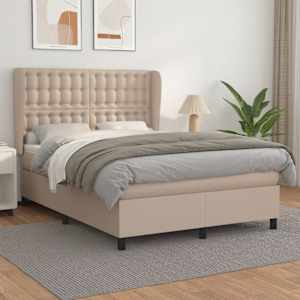 Box spring postel s matrací cappuccino 140x190 cm umělá kůže - obrázek 1