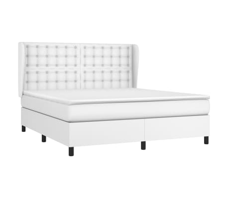 vidaXL Κρεβάτι Boxspring με Στρώμα Λευκό 160x200εκ.από Συνθετικό Δέρμα