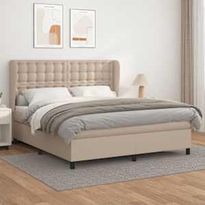 Box spring postelja z vzmetnico kapučino 160x200cm umetno usnje
