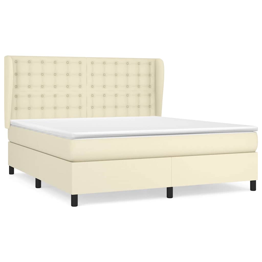 vidaXL Boxspring met matras kunstleer crèmekleurig 180x200 cm, foto 3