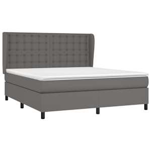 Box spring postel s matrací šedá 180x200 cm umělá kůže - obrázek 3