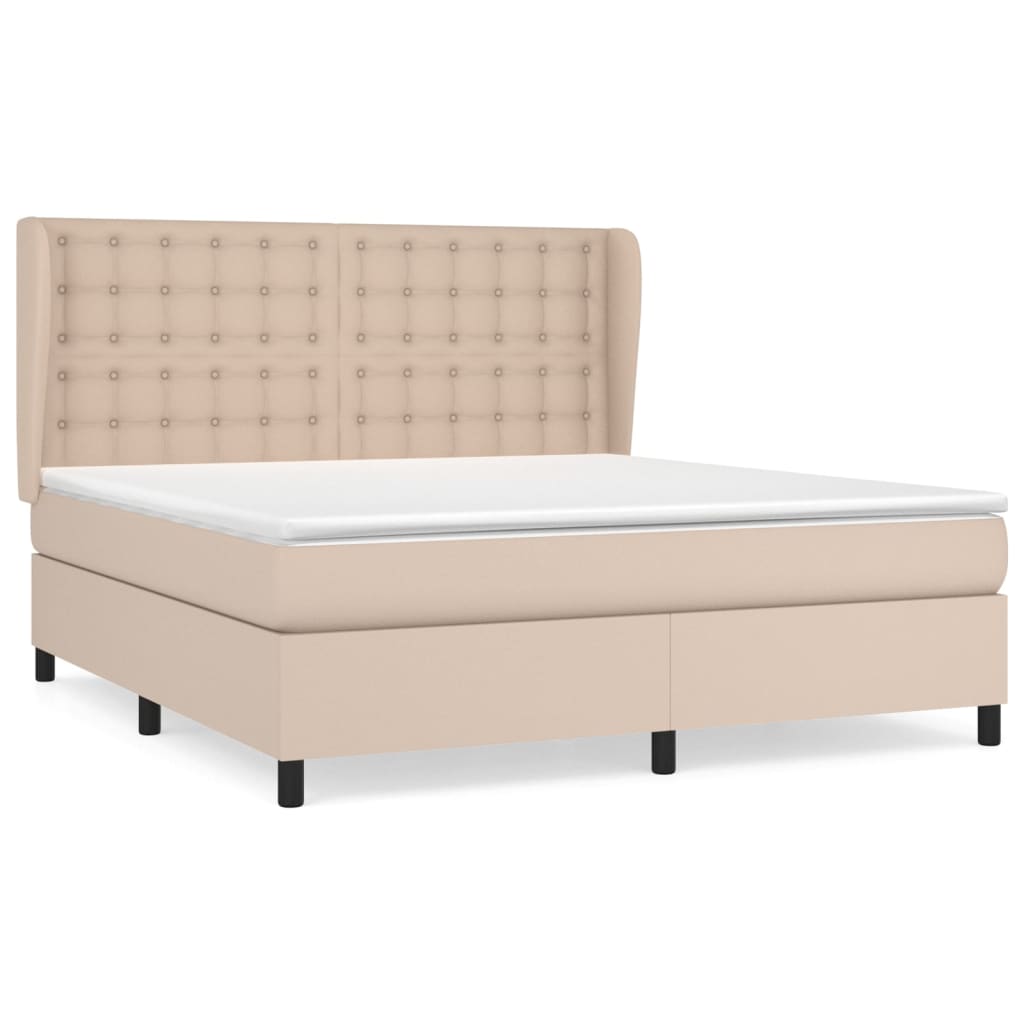 vidaXL Box spring postel s matrací cappuccino 180 x 200 cm umělá kůže