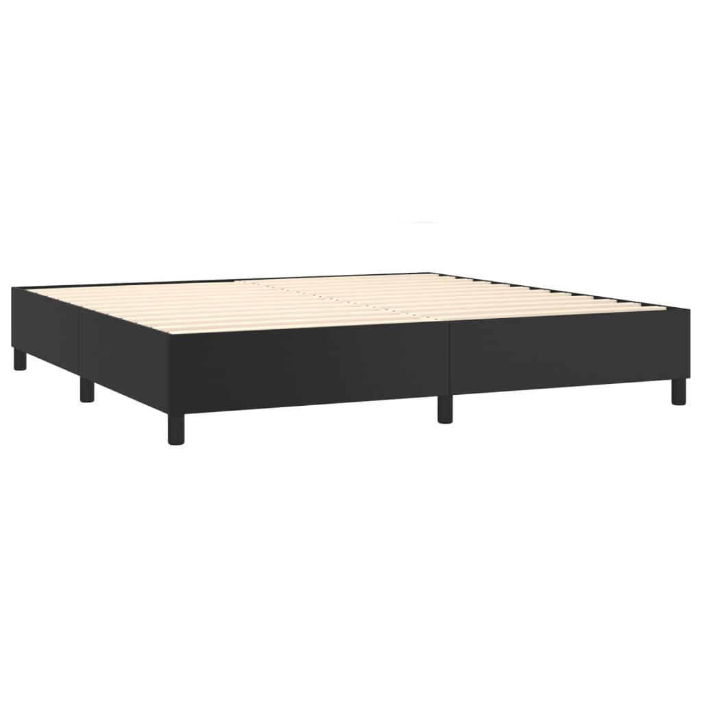 Box spring postelja z vzmetnico črna 200x200 cm umetno usnje