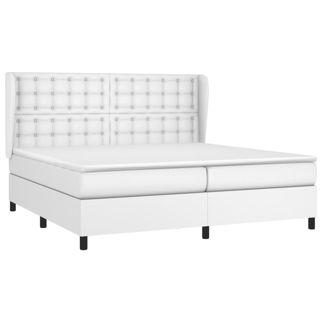 vidaXL Boxspring met matras kunstleer wit 200x200 cm afbeelding