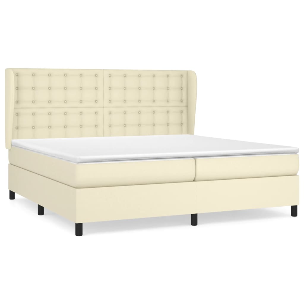 vidaXL Box spring postel s matrací krémová 200x200 cm umělá kůže