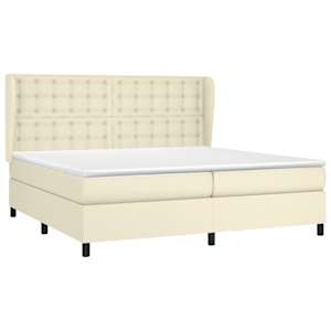 Box spring postel s matrací krémová 200x200 cm umělá kůže - obrázek 3
