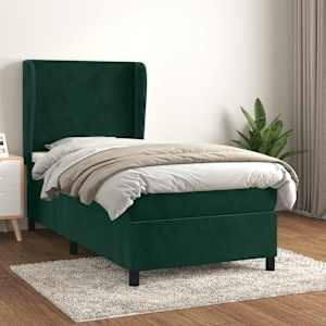 Box spring postel s matrací tmavě zelená 80 x 200 cm samet - obrázek 1