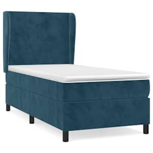 Box spring postel s matrací tmavě modrá 90x190 cm samet - obrázek 2