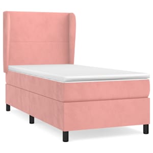 Box spring postel s matrací růžová 90x190 cm samet - obrázek 2