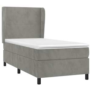 Box spring postel s matrací světle šedá 90x200 cm samet - obrázek 3