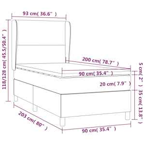 Box spring postel s matrací světle šedá 90x200 cm samet - obrázek 7