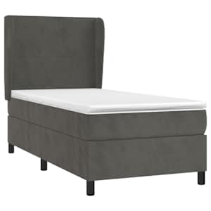 Box spring postel s matrací tmavě šedá 90x200 cm samet - obrázek 3