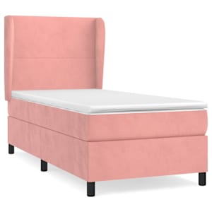 Box spring postel s matrací růžová 90x200 cm samet - obrázek 2