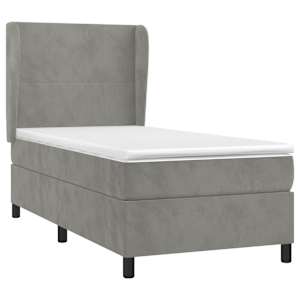 Box spring postel s matrací světle šedá 100x200 cm samet - obrázek 3