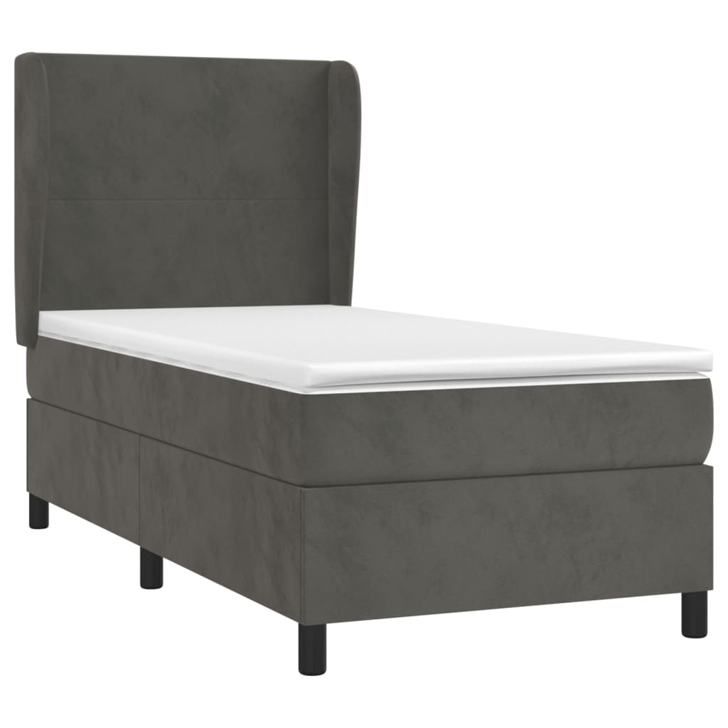 vidaXL Boxspring met matras fluweel donkergrijs 100x200 cm afbeelding