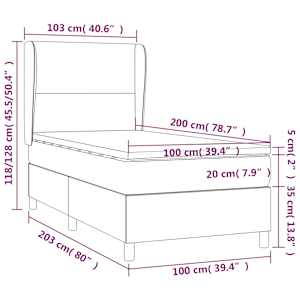 Box spring postel s matrací černá 100x200 cm samet - obrázek 7