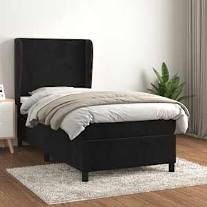 Box spring postel s matrací černá 100x200 cm samet - obrázek 1