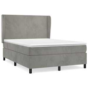Box spring postel s matrací světle šedá 140x190 cm samet - obrázek 2