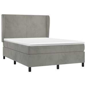 Box spring postel s matrací světle šedá 140x190 cm samet - obrázek 3