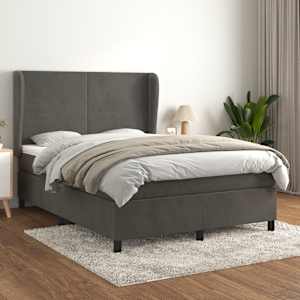 Box spring postel s matrací tmavě šedá 140x200 cm samet - obrázek 1