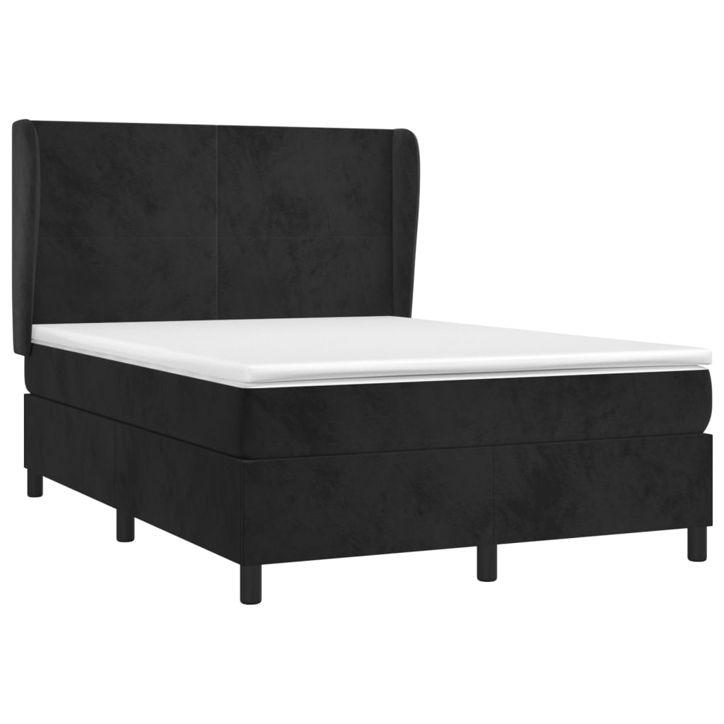 vidaXL Boxspring met matras fluweel zwart 140x200 cm afbeelding