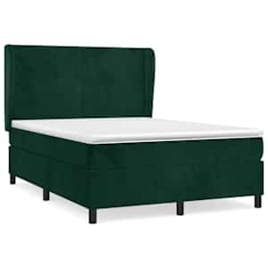 Box spring postel s matrací tmavě zelená 140x200 cm samet - obrázek 2
