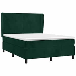 Box spring postel s matrací tmavě zelená 140x200 cm samet - obrázek 3
