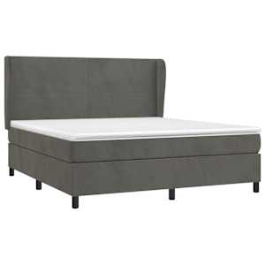 Box spring postel s matrací tmavě šedá 160x200 cm samet - obrázek 3