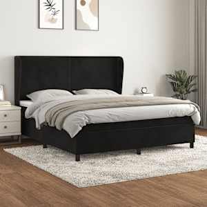 Box spring postel s matrací černá 160x200 cm samet - obrázek 1