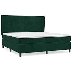 Box spring postel s matrací tmavě zelená 160x200 cm samet - obrázek 2