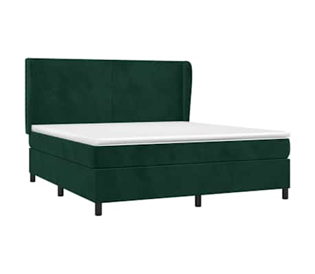 vidaXL Boxspring met matras fluweel donkergroen 160x200 cm