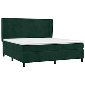 Box spring postel s matrací tmavě zelená 160x200 cm samet - obrázek 3