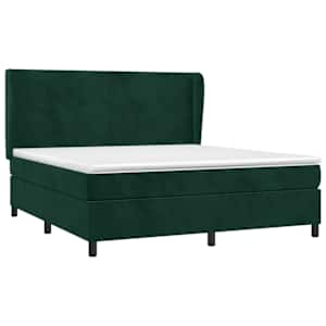 vidaXL Boxspring met matras fluweel donkergroen 160x200 cm