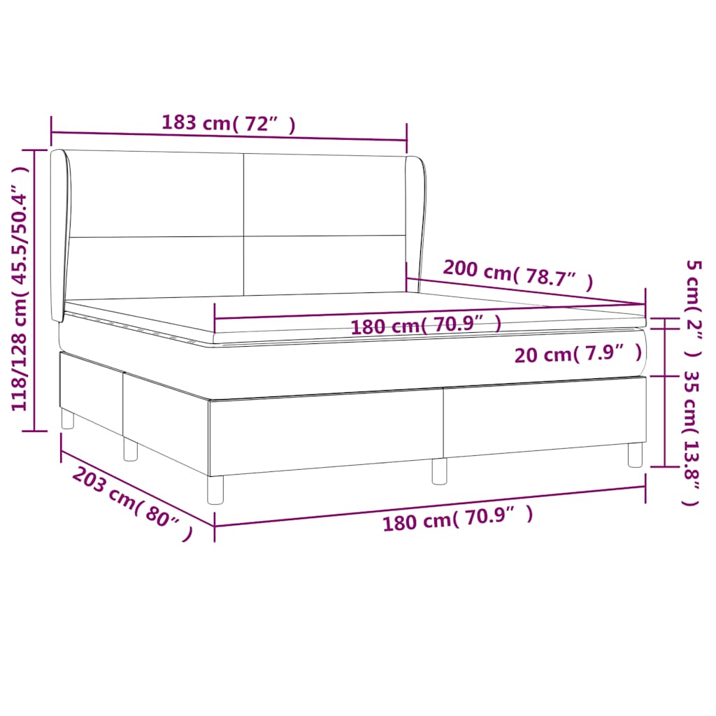Box spring postelja z vzmetnico temno zelena 180x200 cm žamet - slika 8
