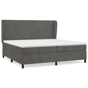 Box spring postel s matrací tmavě šedá 200x200 cm samet - obrázek 2