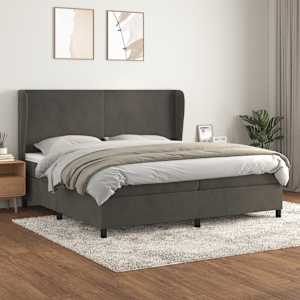 Box spring postel s matrací tmavě šedá 200x200 cm samet - obrázek 1