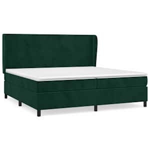 Box spring postel s matrací tmavě zelená 200x200 cm samet - obrázek 2