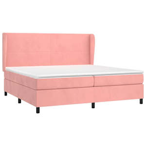 Box spring postel s matrací růžová 200x200 cm samet - obrázek 3