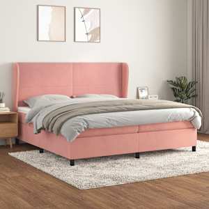 Box spring postel s matrací růžová 200x200 cm samet - obrázek 1