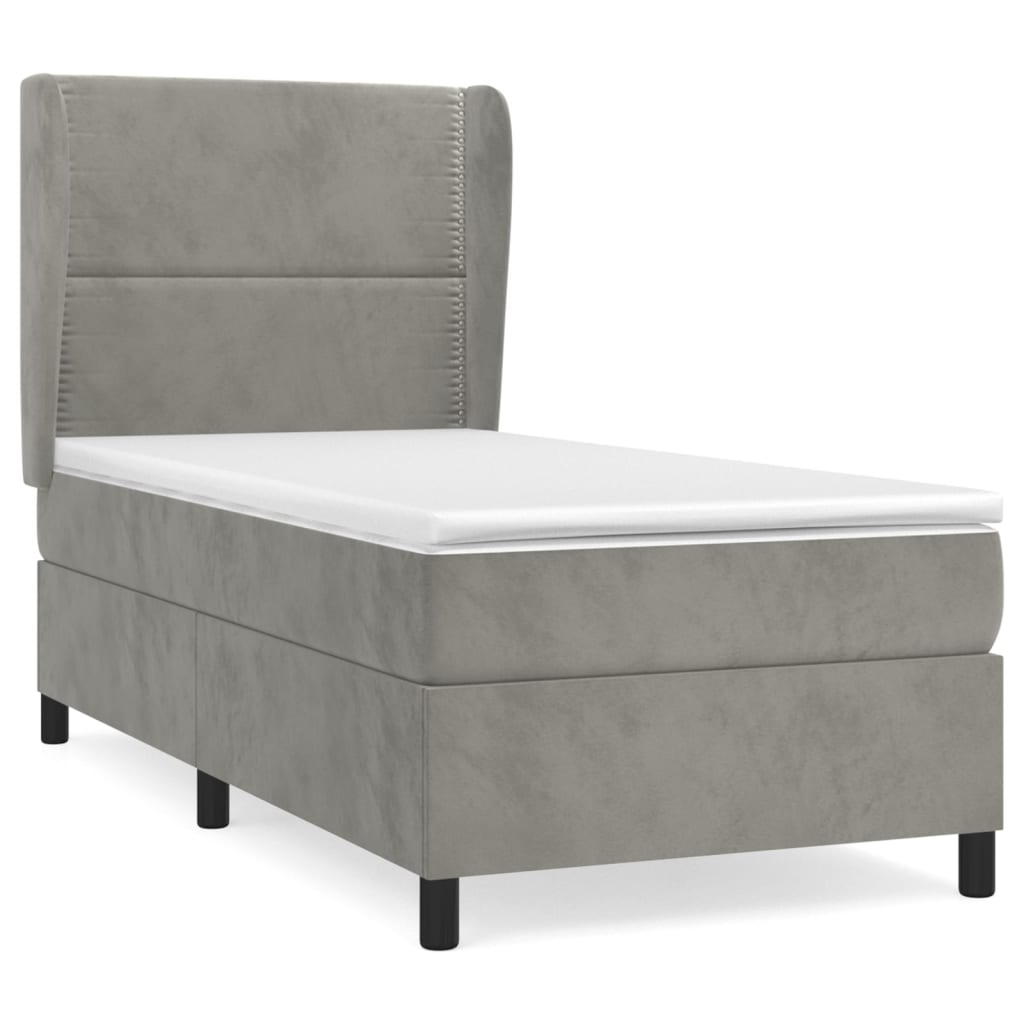 Thumbnail - vidaXL Boxspringbett mit Matratze Hellgrau 80x200 cm Samt
