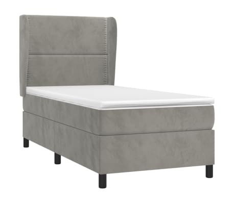 vidaXL Sommier &agrave; lattes de lit et matelas Gris clair 80x200 cm Velours