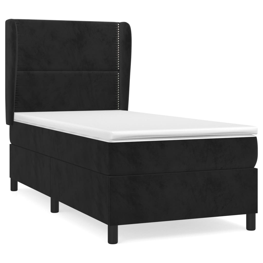 Thumbnail - vidaXL Boxspringbett mit Matratze Schwarz 80x200 cm Samt