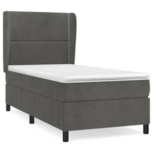 Box spring postel s matrací tmavě šedá 90x190 cm samet - obrázek 2