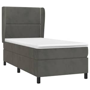 Box spring postel s matrací tmavě šedá 90x190 cm samet - obrázek 3