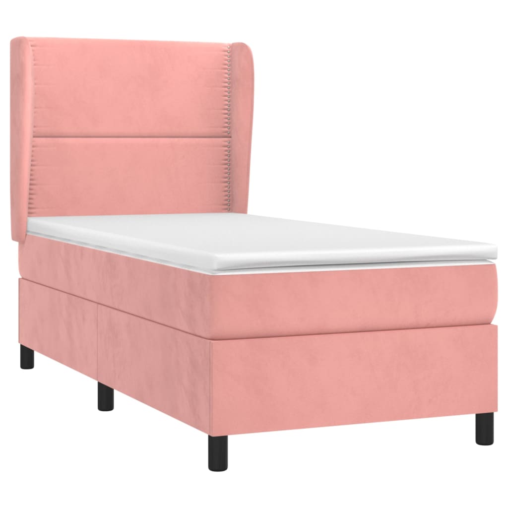 Thumbnail - vidaXL Boxspringbett mit Matratze Rosa 90x200 cm Samt