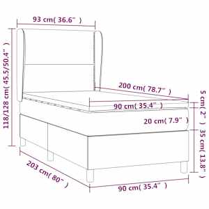 Box spring postel s matrací růžová 90x200 cm samet - obrázek 7