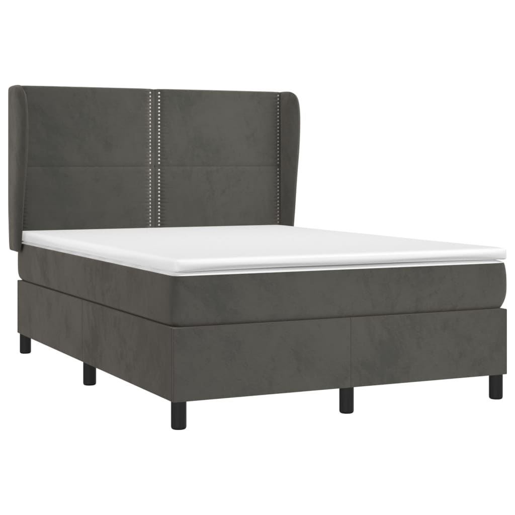 Thumbnail - vidaXL Boxspringbett mit Matratze Dunkelgrau 140x190 cm Samt